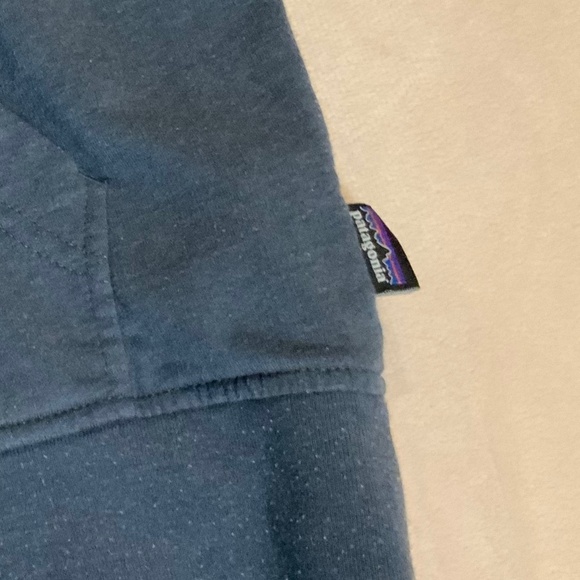 Patagonia Blue L Full Zip Hooded Sweatshirt Adventure Outdoor Alpine - Picture 3 of 7